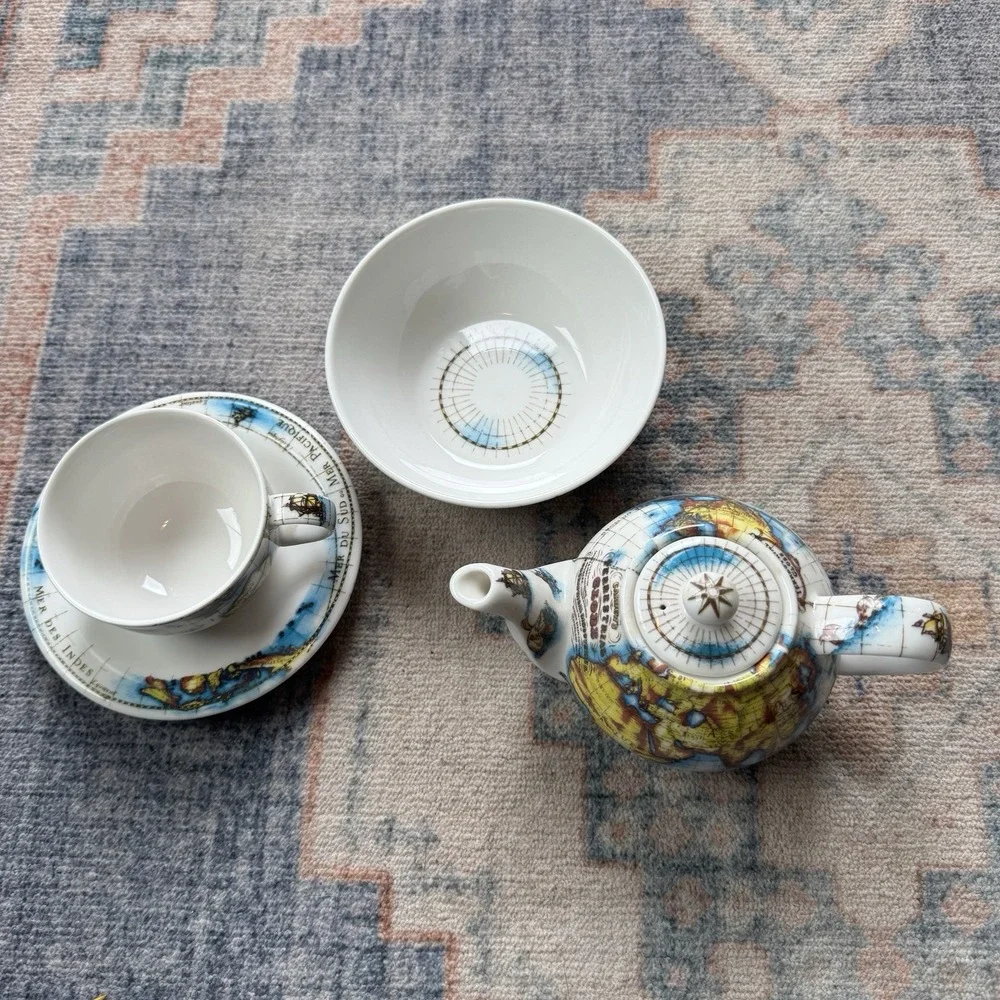 Vintage Paul Cardew Terrestrial Globe Teapot Set Mint‎